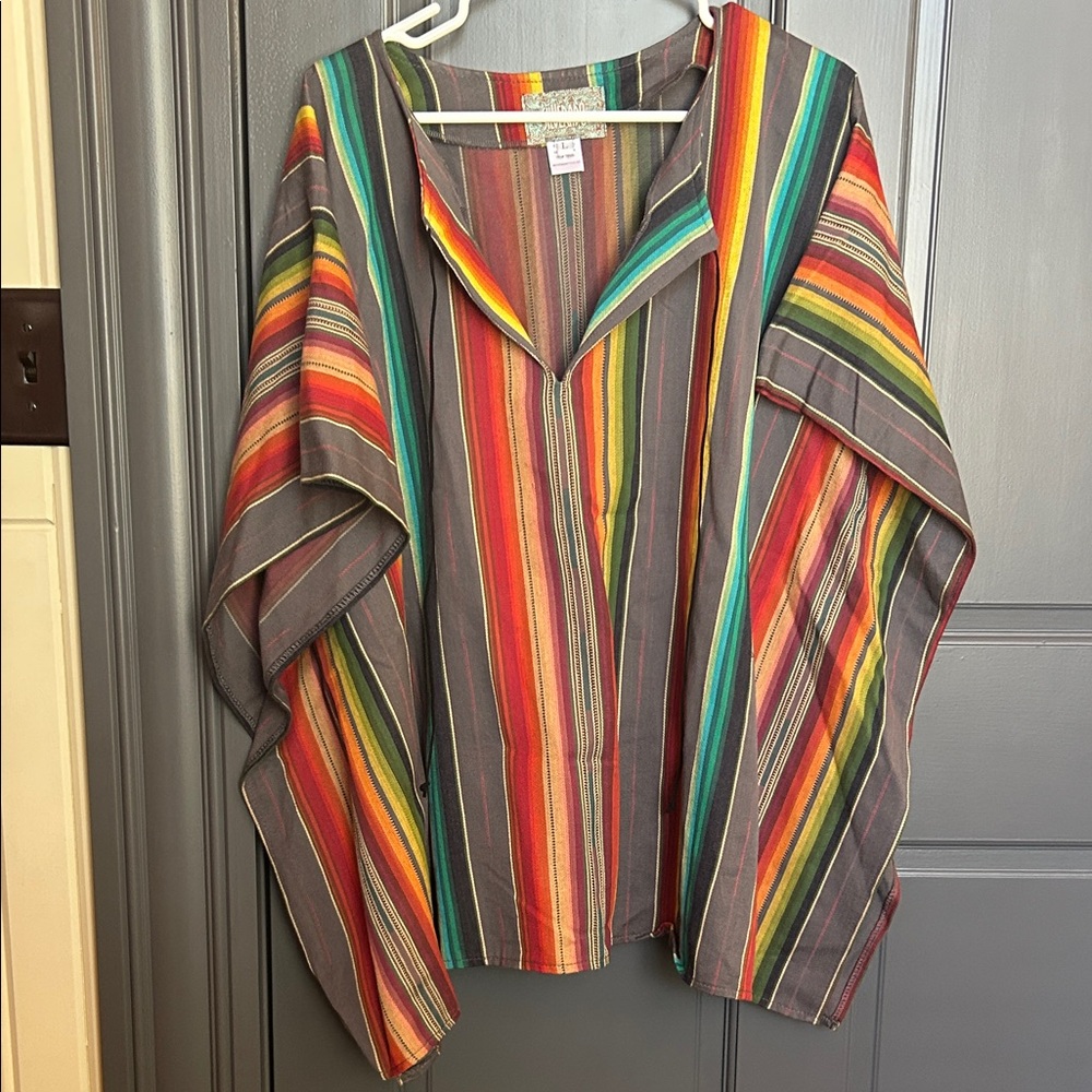 Striped Multicolor V-Neck Tunic Top - Women